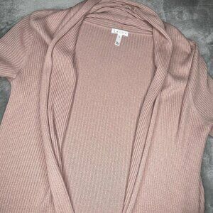 Leith Sweater Women Small Ribbed Shawl Cocoon Sweater Pink Adobe Long Wool Blend